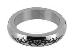 Stainless Steel Cock Ring with Tribal Design- Medium