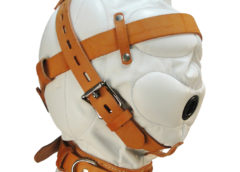 Total Sensory Deprivation White Leather Hood - SmallMedium