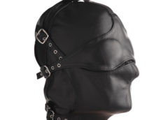 Asylum Leather Hood with Removable Blindfold and Muzzle- SM