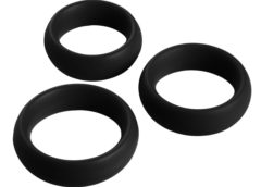 3 Piece Silicone Cock Ring Set - Black