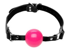 Pink Silicone Ball Gag with Leather Straps