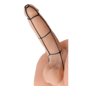 Silicone Cock Cage Texture Sleeve- Black