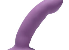 Curved Purple Silicone Strap On Harness Dildo