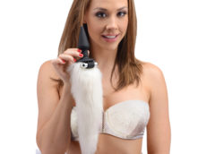 White Fox Tail Vibrating Anal Plug