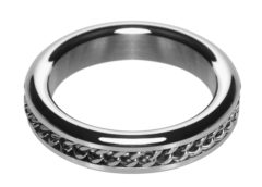 Metal Cock Ring with Chain Inlay- 1.75 In