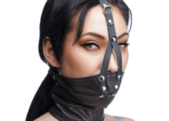 Leather Neck Corset Harness with Stuffer Gag