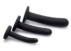 Trinity Strap-On Silicone 3 Piece Dildo Set – Black