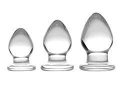 Triplets 3 Piece Glass Anal Plug Kit