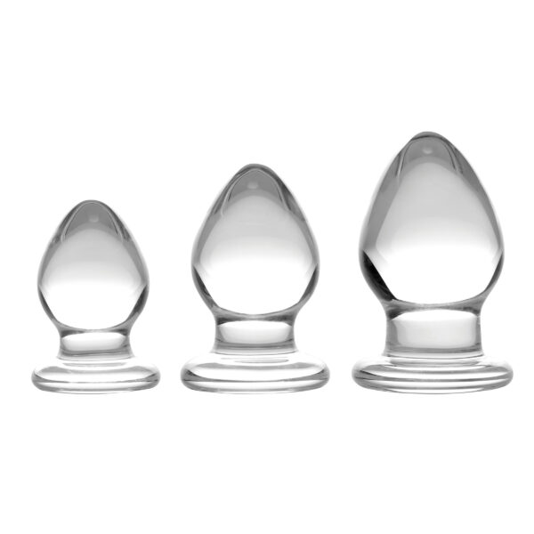 Triplets 3 Piece Glass Anal Plug Kit