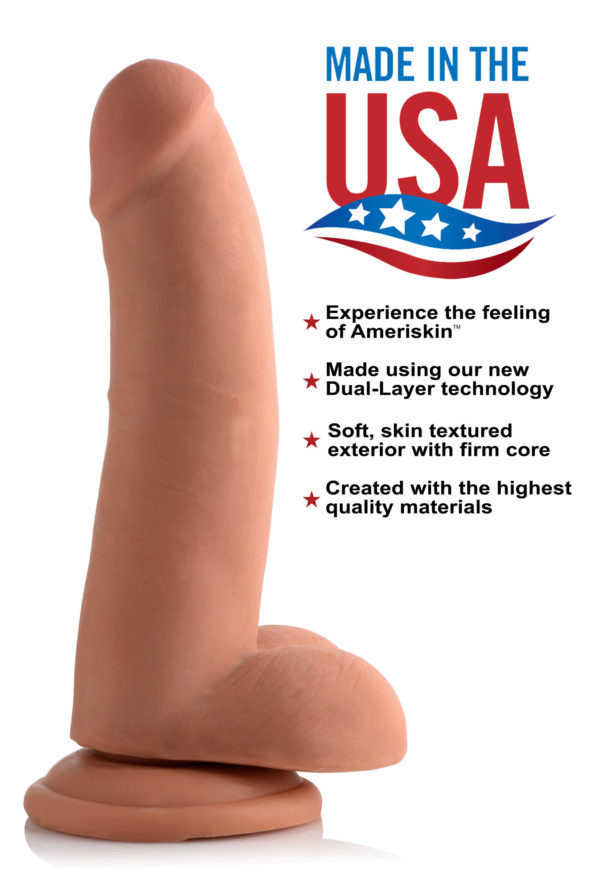 8 Inch Ultra Real Dual Layer Suction Cup Dildo- Medium Skin Tone