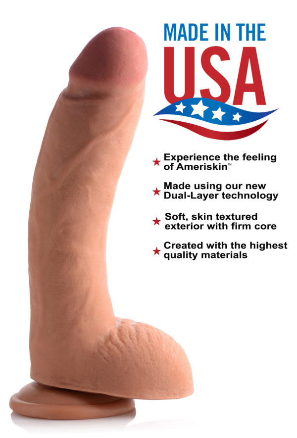 10 Inch Ultra Real Dual Layer Suction Cup Dildo- Medium Skin Tone