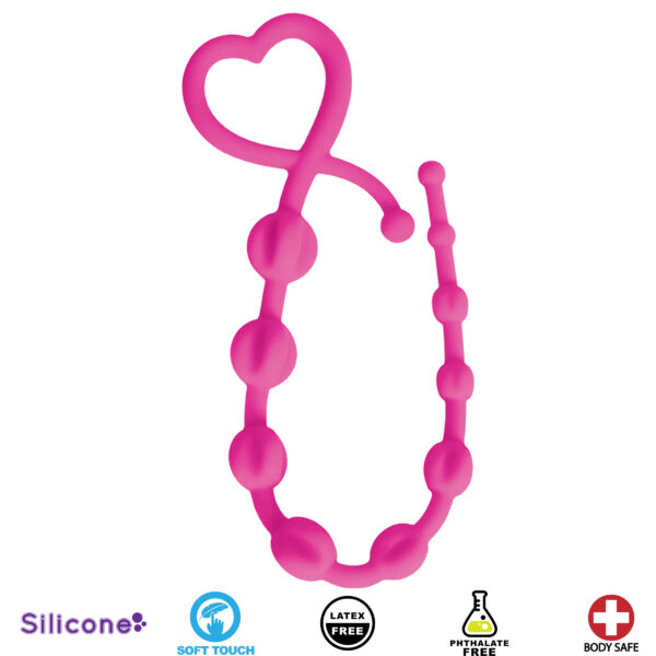 Hearts n Spurs Silicone Anal Beads- Pink