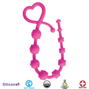 Hearts n Studs Silicone Anal Beads - Pink