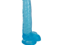 8 Inch Slim Stick with Balls Berry Ice Dildo