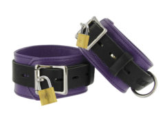 Strict Leather Purple and Black Deluxe Locking Ankle Cuffs