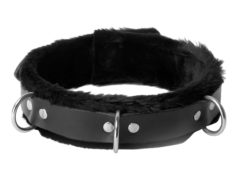 Strict Leather Narrow Fur Lined Locking Collar