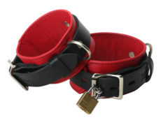 Strict Leather Deluxe Black and Red Locking Ankle Cuffs